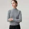 Suéter de cashmere 100% puro com gola alta parcial para mulheres, nova base de malha slim-fit para outono e inverno, suéter de cashmere