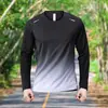 Camiseta de secagem rápida masculina de seda gelada outono e inverno fina esportiva manga comprida solta roupas fitness treinamento roupas de corrida novo top