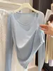 Suéter de Punto Coreano Súper Elegante de Dos Piezas Falsas para Mujer, Temporada de Primavera, Nuevo Modelo 2026, Manga Larga, Delgado, Suave, Capa Base
