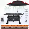 Carro de camping premium para picnics al aire libre con tablero de mesa, plegable y compacto, adecuado para uso en coche y montaje de puestos a gran escala