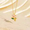Colgante de Tulipan Dorado con Goteo de Aceite Estilo Francés para Mujer, Chapado en Oro Real, Suave, Delicado, Collar de Serie de Flores de Alta Gama