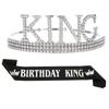 Corona de Cumpleaños Europea y Americana para Hombres, Set de Cinturón de Etiqueta, Corona de Rey para Hombres, Tiara, Sombrero para Pastel, Fiesta de Cumpleaños, Disfraz