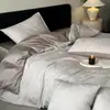 Juego de ropa de cama de cuatro piezas estilo lujo ligero de algodón de fibra larga de 60 hilos, funda de edredón de algodón puro, grado A para maternidad e infantil, funda de edredón de algodón, sábana bajera y sábana de cama