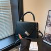Bolsa Quadrada Pequena Retro Casual Simples com Fecho Padrão Pedra da Moda e Única Cor Sólida para o Dia a Dia Ombro Cruzado de Mão 2025
