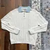 Suéter de punto de estilo casual americano para hombre, imitación de dos piezas, serie Miu, nuevo top suéter de otoño vintage con patchwork a rayas y cuello vuelto