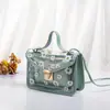 Bolso Nuevo Estilo Coreano para Mujer Estampado de Margarita Hombro Gelatina Madre e Hijo Transparente Cuadrado Pequeño Bolso Cruzado Verano y Otoño 2023