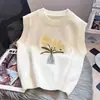 Chaleco Tejido Bordado Floral 2026 Nuevo Primavera/Otoño Cuello Redondo Estilo Coreano Holgado Sin Mangas Suéter Versátil