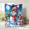 Manta de Felpa Suministro Navidad Muñeco de Nieve Lindo con Patrón de Dibujos Animados de Anciano Impresión Manta de Regalo de Navidad