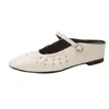 Novas Pantufas Fechadas Primavera 2026 com Aumento de Altura de 3,5cm~Mule Meia-Pantufa Estilo Francês com Tiras Franzidas e Contas para Mulheres