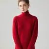Suéter 100% Cachemir Puro para Mujer Primera Línea Listo para Usar Cuello Alto Delgado Cálido Capa Base Tejido de Punto