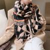 Moda feminina geométrica em forma de diamante xadrez caxemira tipo jacquard xale versátil listrado elegante dupla face engrossado cachecol