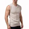 Colete Tricot Masculino Gola V Outono Inverno Tricô Trançado Sem Manga Suéter Colete Casual de Negócios Pulôver Cardigan Roupa Externa Atacado