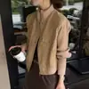 Design Patchwork Costurado de Veludo Camurça com Gola Alta Jaqueta Curta Feminina 2026 Outono Nova Elegante Super Versátil Top