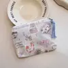 Bolsa Cosmética Linda Azul Caricatura Mini Billetera Algodón Puro Bolsa Pequeña de Tela Auriculares Lápiz Labial Bolsa de Almacenamiento Portátil