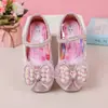 Sapatos Infantis de Couro da Princesa Elsa 2025 Nova Coleção Primavera e Outono Moda Redondos Macios Antiderrapantes Sapatos Individuais