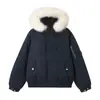 Casaco acolchoado com capuz estilo workwear americano, 90% plumas, novo modelo de inverno 2026, feminino, tamanho grande, gola de pelo, casaco quente casual