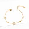 Estilo coreano estilo coreano pulseira fina aço titânio revestimento a vácuo ouro 18K zircônia concha pulseira de amor joias de animais de desenho animado