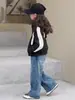 Jeans de pierna ancha para niñas, nuevo estilo coreano 2026, pantalones holgados de pierna recta hasta el suelo para primavera y otoño, modernos y casuales
