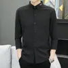 Camisa blanca de otoño para hombre, traje de manga larga ajustado, camisa de hombre de alta gama, casual, elegante y cálida