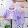 2025 roupas de primavera para meninas de 1 a 4 anos, suéter de renda estilo ocidental de manga comprida, duas peças, terno de lazer infantil