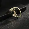 Anillo Abierto de Mariposa con Circonita Estilo Coreano ins para Mujer Ajustable Personalidad Sentido Simple Celebridad de Internet TikTok Anillo para Transmisión en Vivo