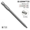 Conjunto de bits Torx S2 perfurados T5-T40 perfurado 50/75/ 100mm bits de chave de fenda para parafusadeiras elétricas