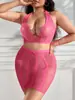Nova Lingerie Sexy de Gola Halter Plus Size, Vestido Bodycon Sedutor com Recortes e Ombro a Ombro, Conjunto de Roupa de Renda para Mulheres