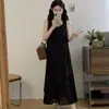Vestido Simples Quadrado de Tecido Sintético de Luxo Leve, Estilo Duas Peças para Mulheres, Vestido de Bolinhas Estilo Francês para o Verão, Vestido Plus Size que Esconde a Barriga e Deixa Você Mais Magra, Vestido com Faixa Larga