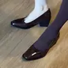 Súper cómodos de llevar~Zapatos planos simples de cuero genuino con temperamento francés para mujer, no cansan los pies, se pueden usar afuera, sin cordones, punta cuadrada, tacones altos elegantes
