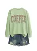 Clima de café estampado de leopardo comercio transfronterizo comercio exterior Amazon al por mayor sudadera cómoda casual para mujer talla grande