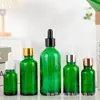 Frasco de Vidro Verde para Óleo Essencial com Conta-gotas de Ponta de Borracha, Frasco Dispensador de Sérum de 10ml, Frasco de Amostra de 30ml com Tipo Conta-gotas