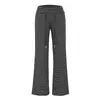 Pantalones Rectos de Tiro Alto Cepillados, Pantalones Rayados Estilo Perezoso, Pantalones Casuales para Mujer, Versátiles de Otoño, Sueltos de Pierna Ancha, Pantalones Largos, Modernos