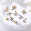 Acero Inoxidable Chapado en Oro de 18K Incrustado con Circonita Corazón de Amor Espiga de Trigo Trébol de Cuatro Hojas Colgante Pequeño DIY Exquisitos Accesorios de Joyería