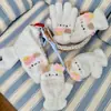 Lindos Guantes de Felpa de Cinco Dedos para Mujer en Invierno, Cálidos y Engrosados, Estudiante, Dibujos Animados, Pantalla Táctil, Ciclismo, Bufanda Resistente al Frío de Invierno