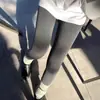 Leggings de algodão de listras finas calça de gordura de cordeiro cintura alta leggings de inverno femininas cobrindo o pé leggings de algodão listradas verticais dropshipping