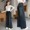 Jeans para Niños 2026 Primavera y Otoño Nuevo Estilo Pantalones Anchos Elegantes para Niñas Niños Medianos y Grandes Sueltos Elásticos de Pierna Recta Largos