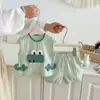 Conjunto de Roupas de Verão para Meninos Conjunto de Duas Peças Separadas Bebê Crocodilo Colete Sem Mangas Shorts Respiráveis Infantil Conjunto para Meninos