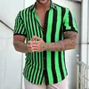 Estación independiente transfronteriza verano nuevo camisa con estampado digital 3D moda camisa de manga corta a rayas con solapa fabricante de origen