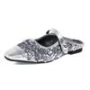 6322 Sapatos de Salto Alto Huidong Yixinda Sandálias Fechadas com Lantejoulas Brilhantes de Uma Tira Chinelos Mule Estilo Verão para Uso Externo