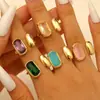 Anillos de Zirconia Transfronterizos Europeos y Americanos para Mujer, Lujo Ligero, Sensación de Alta Gama, Anillos Abiertos de Cobre Estilo Ins, Anillos para Dedo Índice Personalizados al por Mayor