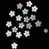 Piezas Redondas de Nácar con Flor Pequeña y Agujero Mediano, Piezas de Concha de Mariposa Blanca, Piezas de Concha Luminiscentes, Piezas de Nácar, Materiales para Incrustaciones de Arte en Laca Hecho a Mano