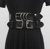Cinturón de cuero genuino para mujer, moderno, de primera capa de piel de vaca, con hebilla de anillo, cinturón ancho para vestido, traje, abrigo, cintura elástica