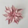 Flor Artificial de Natal 9cm Cabeça Decoração de Árvore de Natal Guirlanda Acessórios de Rattan Vitrine Flor com Pó Dourado de Natal
