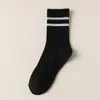 Calcetines Rayados para Mujer, Calcetines de Algodón de Media Pantorrilla para Primavera y Otoño, Calcetines Largos Absorbentes de Sudor, Calcetines Deportivos Blancos para Estudiantes, Calcetines Largos para Mujer