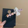 Presilha de Cabelo Laço Pérola Cristal Coração Amor Coreano Luxo Leve Doce Menina High-End Para Franja Presilha Bico de Pato