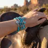 Conjunto de Cuatro Pulseras Bohemias Europeas y Americanas Transfronterizas de Turquesa Multicapa Estilo Étnico Vintage Vaquero Cactus