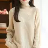 Nuevo Suéter de Punto Grueso de Lana Pura para Otoño e Invierno 2025 con Cuello Alto, Mangas Largas, Patrón de Rombo y Trenzado para Mujer