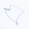 No se decolora al bañarse ~ Collar de plata de ley S925 con cruz completamente pavimentada con diamantes Collar de hip hop americano Joker diseño de nicho sentido