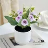 Mini Bonsai de Rosa com Múltiplas Flores, Flores Artificiais Realistas, Novo Modelo Transfronteiriço, Decoração de Casa, Fotografia, Ornamento de Planta em Vaso para Casamento