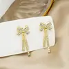 Pendientes Largos de Plata con Borlas de Diamantes Completos Super Brillantes, Populares en Línea, Hacen que el Rostro Parezca Más Delgado, Pendientes de Cadena Elegantes y Versátiles